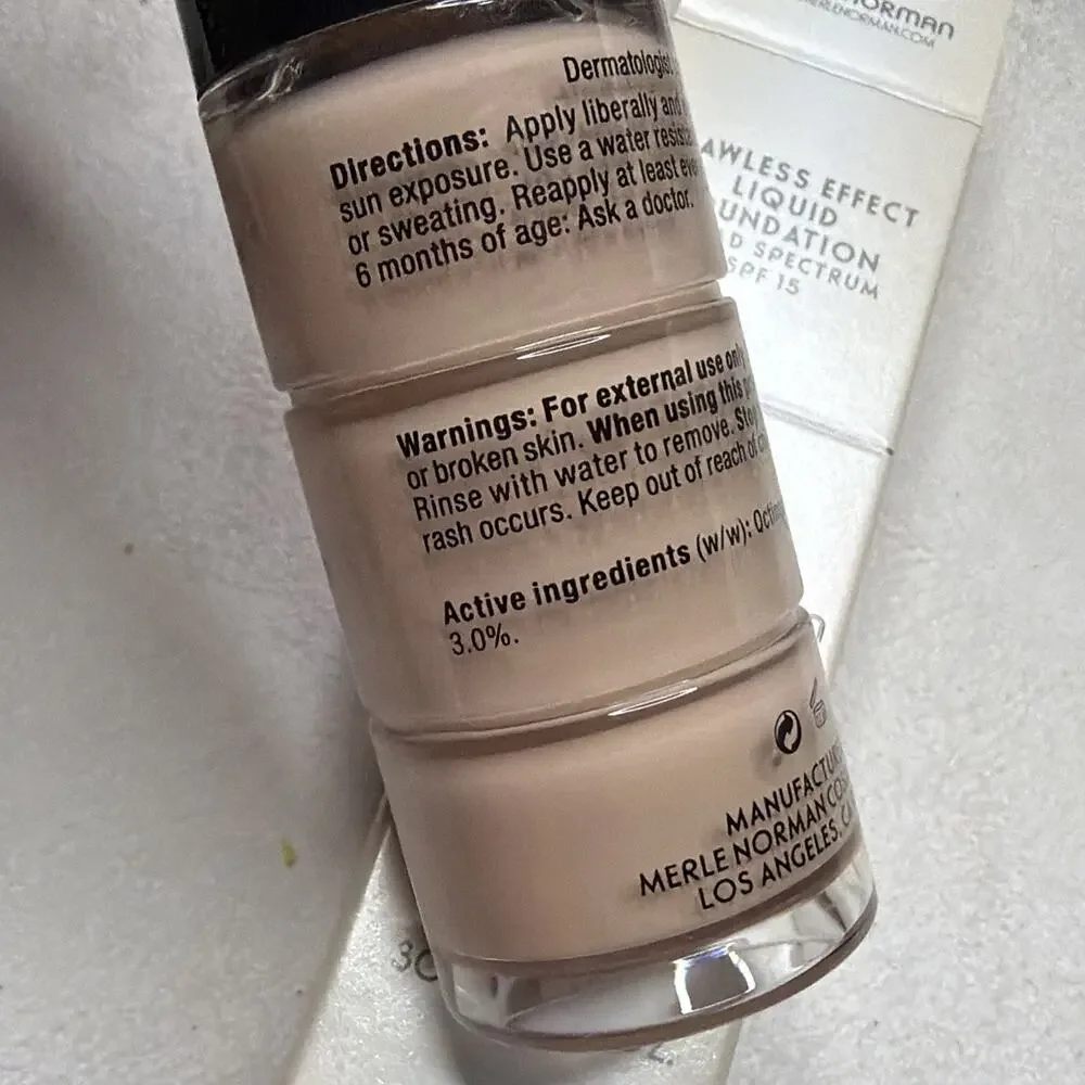 Merle Norman Flawless Effect Liquid Foundation Shade L12 SPF 15 NIB / Fresh,